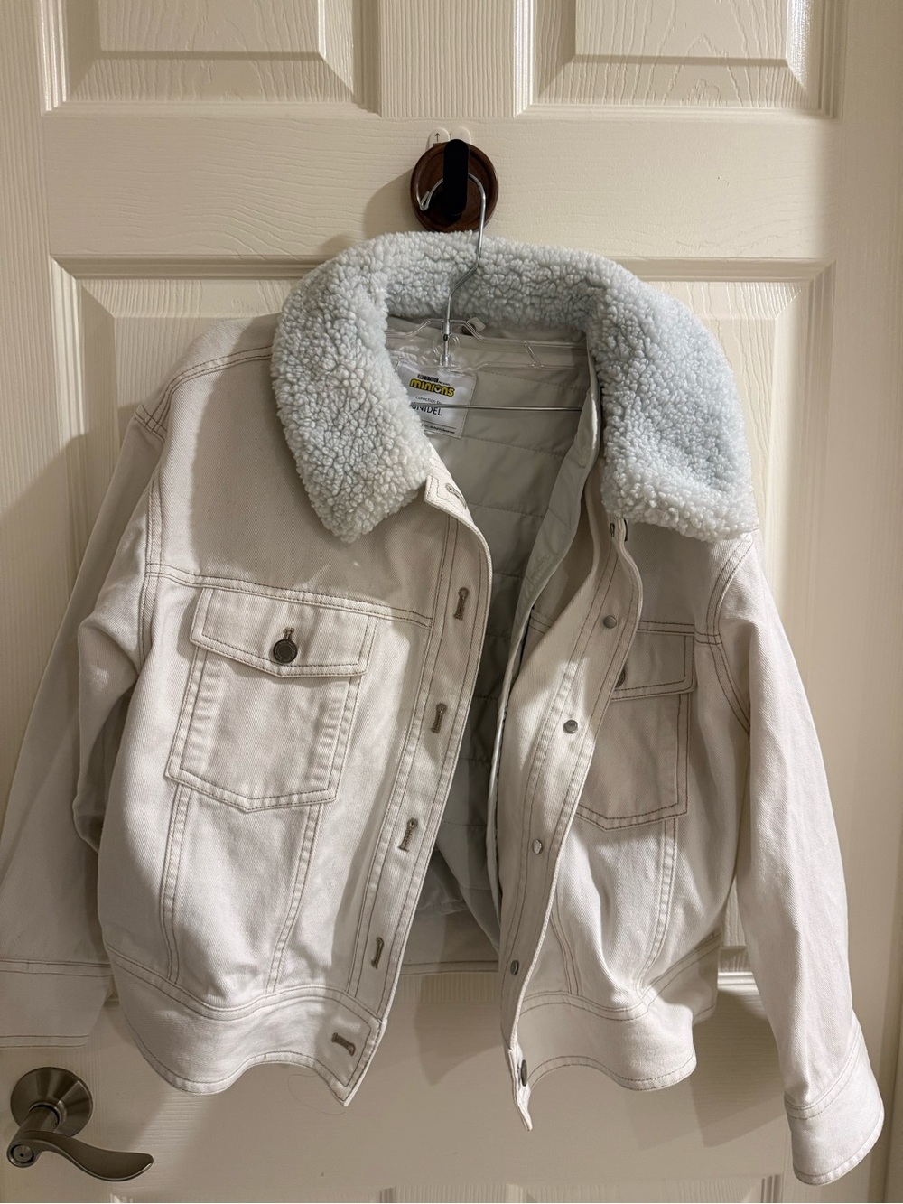 Cream Sherpa Collar Trucker Coat